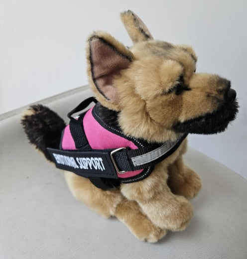 Emotional Support Stuffed Animal German Shephard with Harness