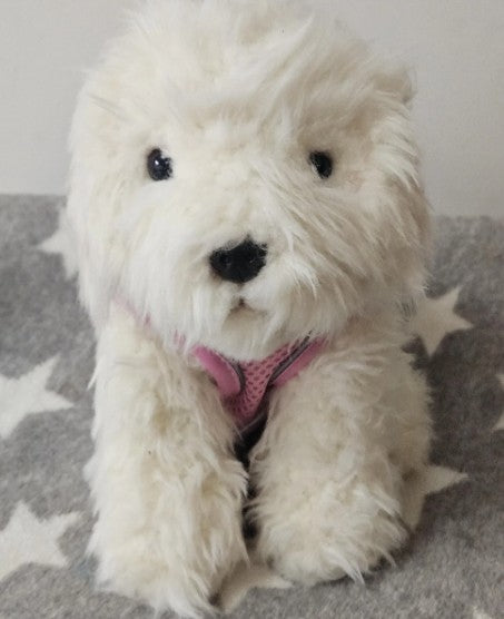 Emotional Support Stuffed Animal Labradoodle  Dog with pink harness
