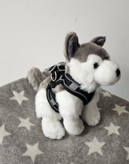 Emotional Support Stuffed Animal Husky Dog with special black harness